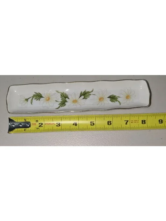 Lefton Vintage Japanese Hat pin olive relish Tray with Floral Daisy - Picture 6 of 9